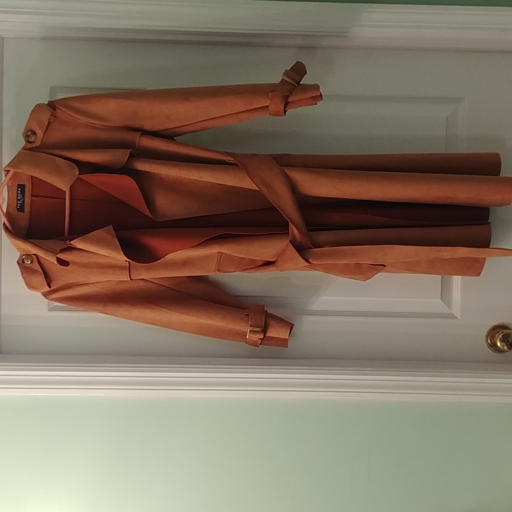 Like-suede copper coat